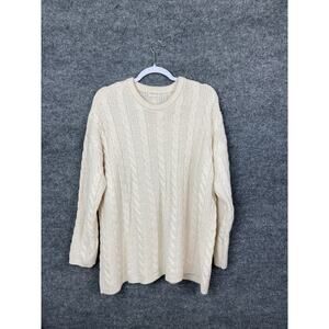 52Seven Sweater Women's XL Cable knit Long Sleeve‎ Cream Relaxed Fit